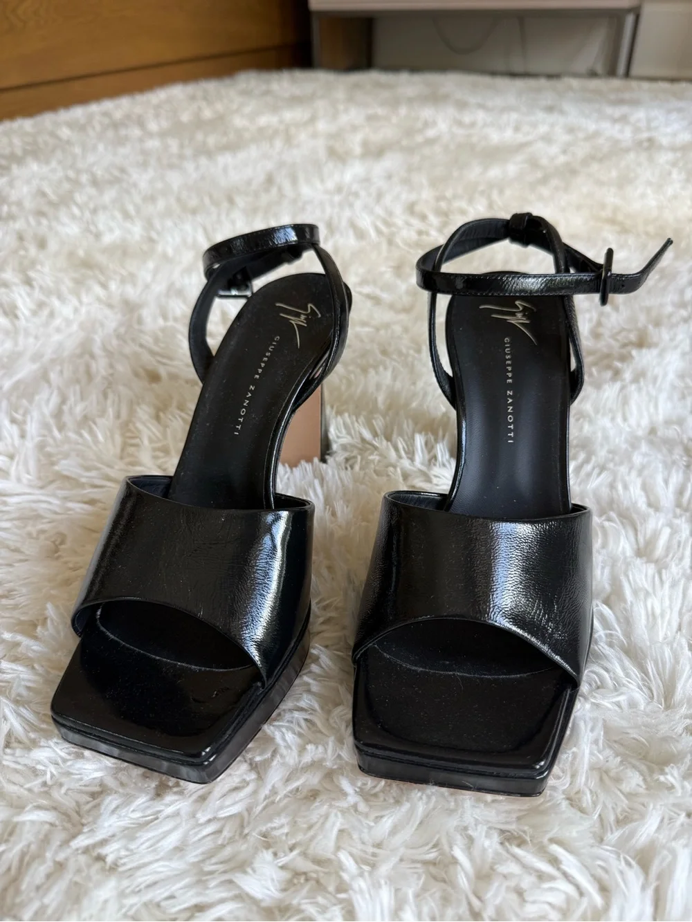Giuseppe Zanotti Black Patent Platform Slingback Sandals (NWOT)